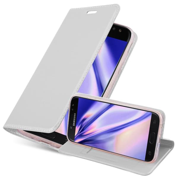Deksel til Samsung Galaxy J5 2017 Lommebokdeksel med magnetisk lukking, stativfunksjon og kortlomme KLASSISK SØLV