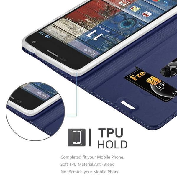 Deksel til Motorola MOTO G2 Lommebokdeksel med magnetisk lukking, stativfunksjon og kortlomme