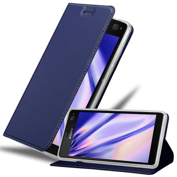 Sony Xperia C4 Skal Fodral med magnetisk stängning, ståfunktion och kortficka Mobilskydd CLASSY MÖRK BLÅ