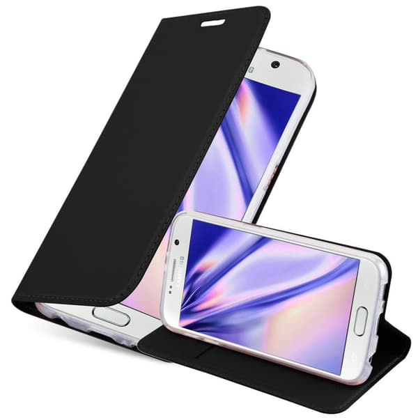 Deksel til Samsung Galaxy S6 Lommebokdeksel med magnetisk lukking, stativfunksjon og kortlomme KLASSISK SVART