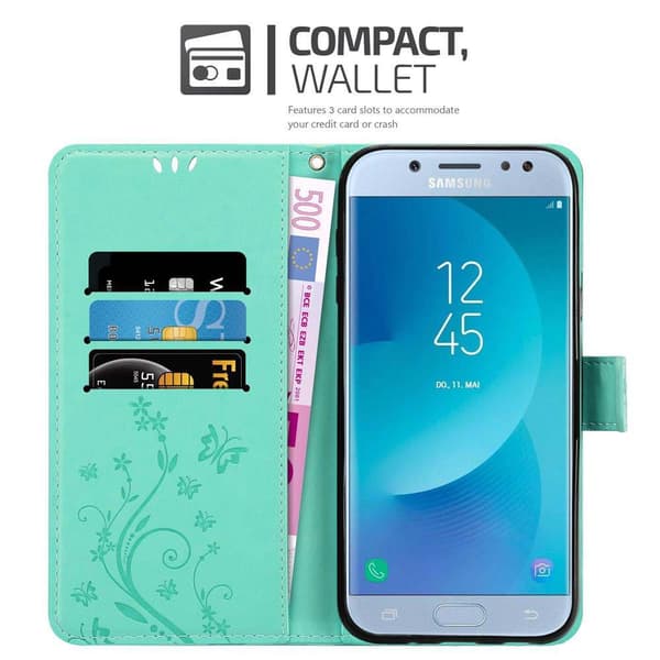 Samsung Galaxy J5 2017 Suojakotelo Suojakuori Lompakkokotelo Matkapuhelinkotelo Kukat jossa on magneettisuljenta, jalusta-toiminto ja korttipaikat