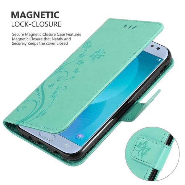 Samsung Galaxy J5 2017 Suojakotelo Suojakuori Lompakkokotelo Matkapuhelinkotelo Kukat jossa on magneettisuljenta, jalusta-toiminto ja korttipaikat