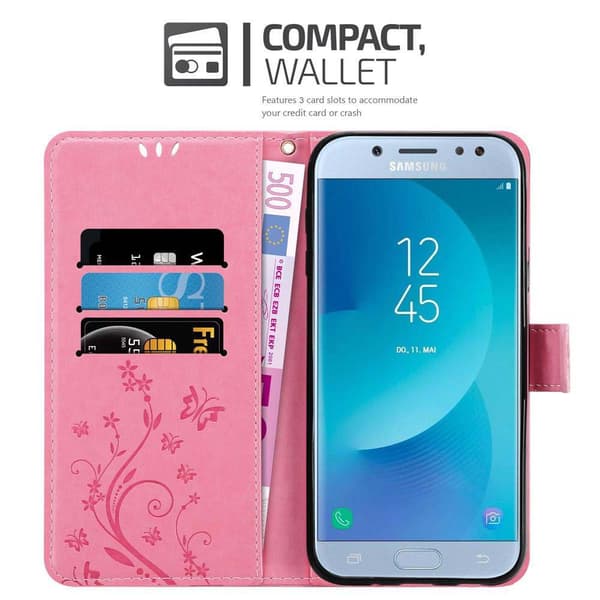 Samsung Galaxy J5 2017 Suojakotelo Suojakuori Lompakkokotelo Matkapuhelinkotelo Kukat jossa on magneettisuljenta, jalusta-toiminto ja korttipaikat