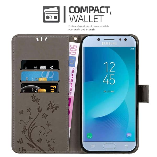 Samsung Galaxy J5 2017 Suojakotelo Suojakuori Lompakkokotelo Matkapuhelinkotelo Kukat jossa on magneettisuljenta, jalusta-toiminto ja korttipaikat
