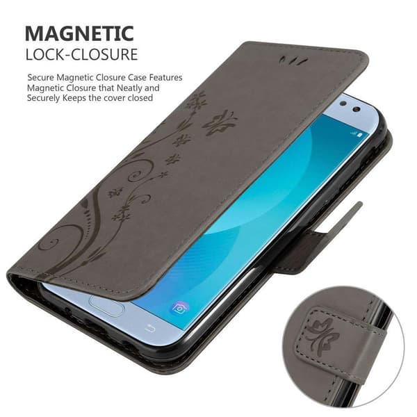 Samsung Galaxy J5 2017 Suojakotelo Suojakuori Lompakkokotelo Matkapuhelinkotelo Kukat jossa on magneettisuljenta, jalusta-toiminto ja korttipaikat
