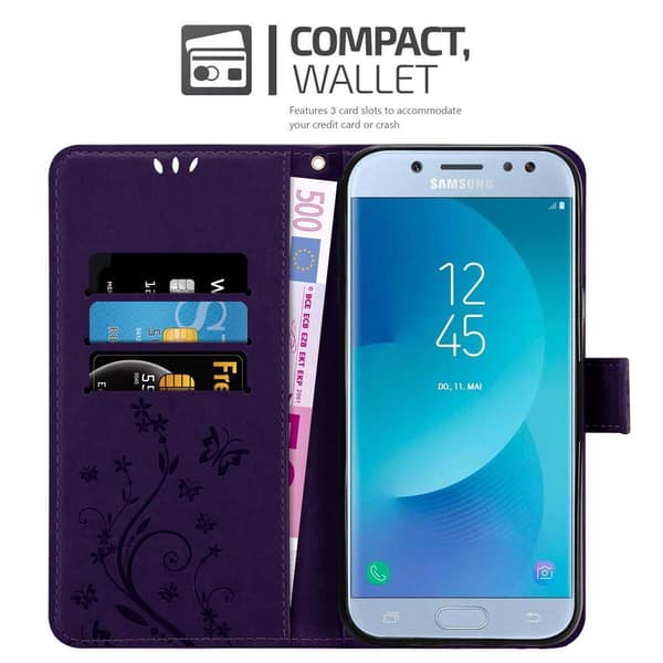 Samsung Galaxy J5 2017 Suojakotelo Suojakuori Lompakkokotelo Matkapuhelinkotelo Kukat jossa on magneettisuljenta, jalusta-toiminto ja korttipaikat