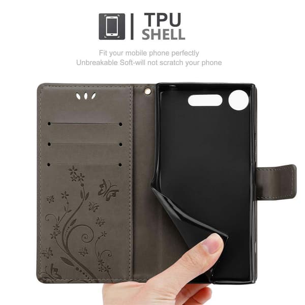 Deksel til Sony Xperia XZ1 Lommebokdeksel i blomster design med magnetisk lukking, stativfunksjon og kortplasser