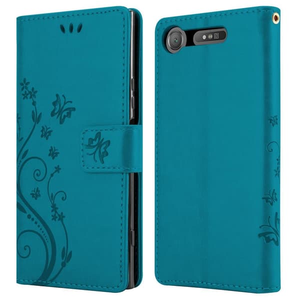 Sony Xperia XZ1 Skal Fodral i blomdesign Mobilskydd Case Cover med magnetisk stängning, ståfunktion och kortplatser