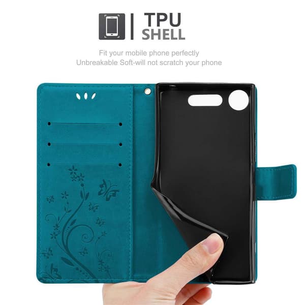 Deksel til Sony Xperia XZ1 Lommebokdeksel i blomster design med magnetisk lukking, stativfunksjon og kortplasser