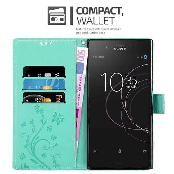 Deksel til Sony Xperia XZ1 Lommebokdeksel i blomster design med magnetisk lukking, stativfunksjon og kortplasser