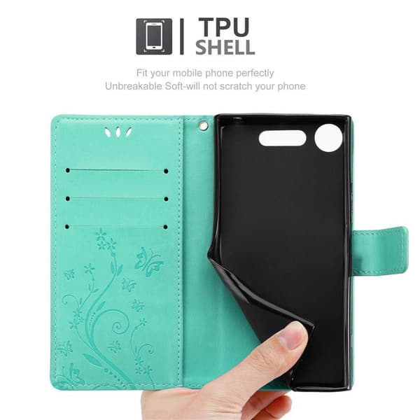 Sony Xperia XZ1 Skal Fodral i blomdesign Mobilskydd Case Cover med magnetisk stängning, ståfunktion och kortplatser