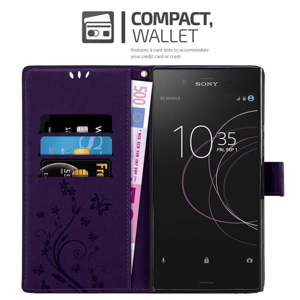 Deksel til Sony Xperia XZ1 Lommebokdeksel i blomster design med magnetisk lukking, stativfunksjon og kortplasser