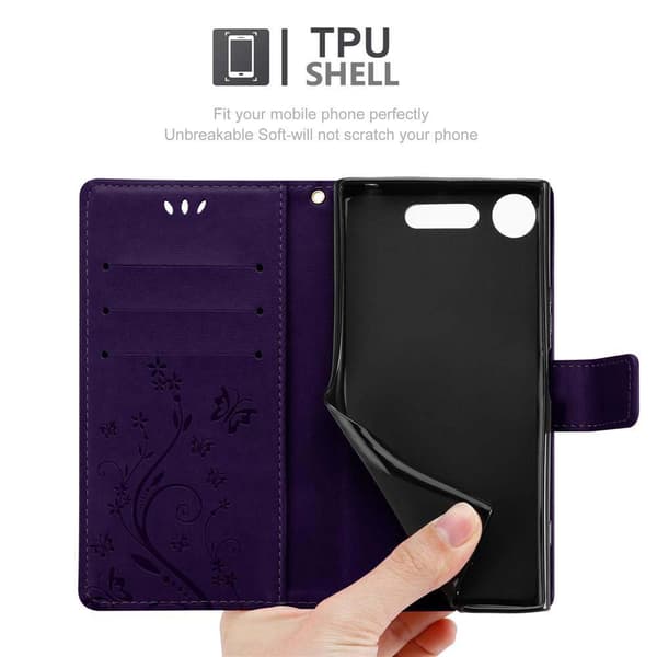 Deksel til Sony Xperia XZ1 Lommebokdeksel i blomster design med magnetisk lukking, stativfunksjon og kortplasser