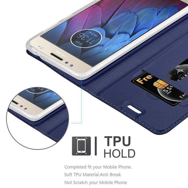 Deksel til Motorola MOTO G5S PLUS Lommebokdeksel med magnetisk lukking, stativfunksjon og kortlomme