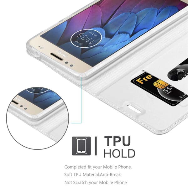Deksel til Motorola MOTO G5S PLUS Lommebokdeksel med magnetisk lukking, stativfunksjon og kortlomme