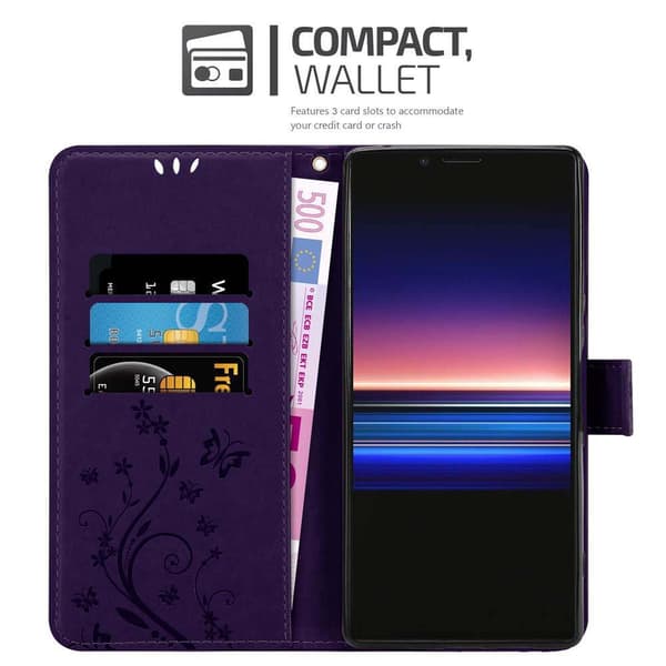 Deksel til Sony Xperia 1 / Xperia XZ4 Lommebokdeksel i blomster design med magnetisk lukking, stativfunksjon og kortplasser