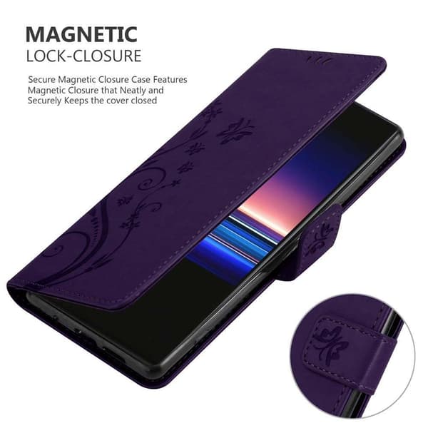 Deksel til Sony Xperia 1 / Xperia XZ4 Lommebokdeksel i blomster design med magnetisk lukking, stativfunksjon og kortplasser