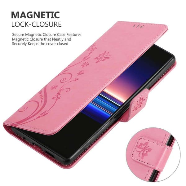 Deksel til Sony Xperia 1 / Xperia XZ4 Lommebokdeksel i blomster design med magnetisk lukking, stativfunksjon og kortplasser