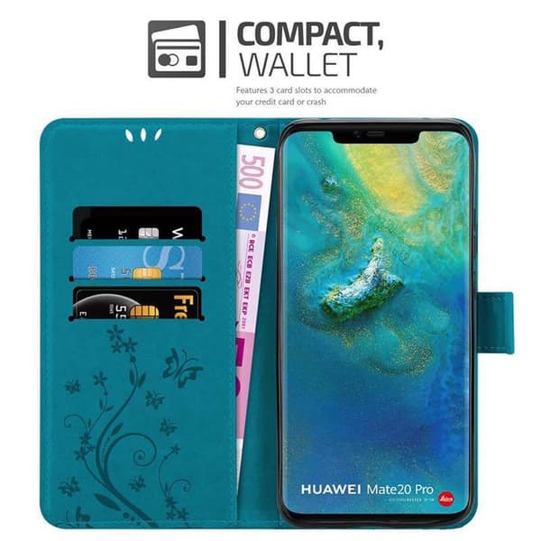 Huawei MATE 20 PRO Skal Fodral i blomdesign Mobilskydd Case Cover med magnetisk stängning, ståfunktion och kortplatser