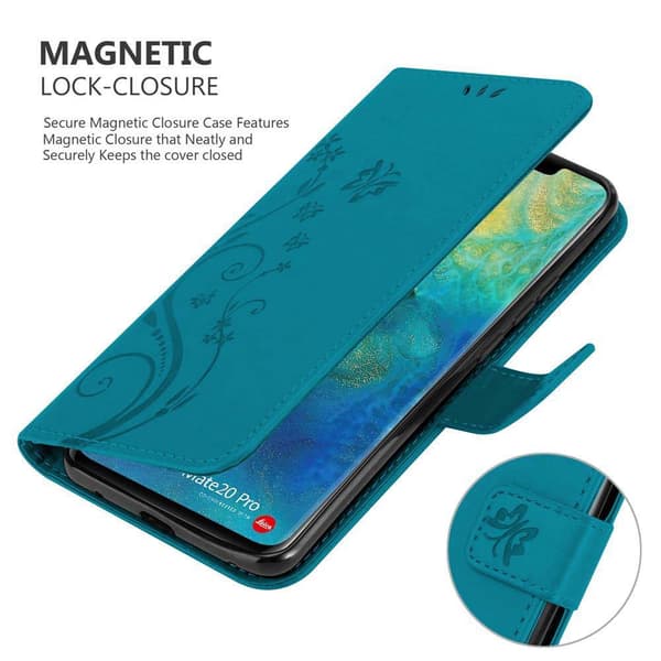 Huawei MATE 20 PRO Skal Fodral i blomdesign Mobilskydd Case Cover med magnetisk stängning, ståfunktion och kortplatser