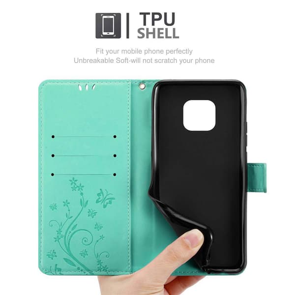 Huawei MATE 20 PRO Skal Fodral i blomdesign Mobilskydd Case Cover med magnetisk stängning, ståfunktion och kortplatser
