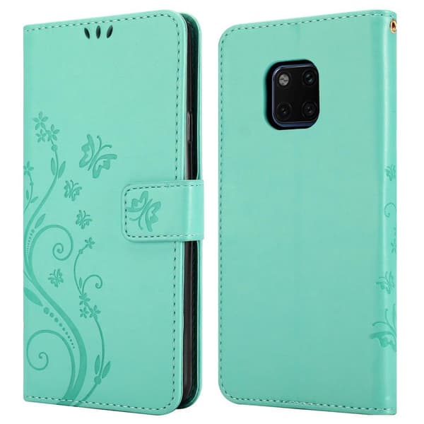 Deksel til Huawei MATE 20 PRO Lommebokdeksel i blomster design med magnetisk lukking, stativfunksjon og kortplasser
