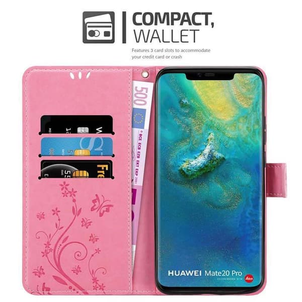 Huawei MATE 20 PRO Skal Fodral i blomdesign Mobilskydd Case Cover med magnetisk stängning, ståfunktion och kortplatser