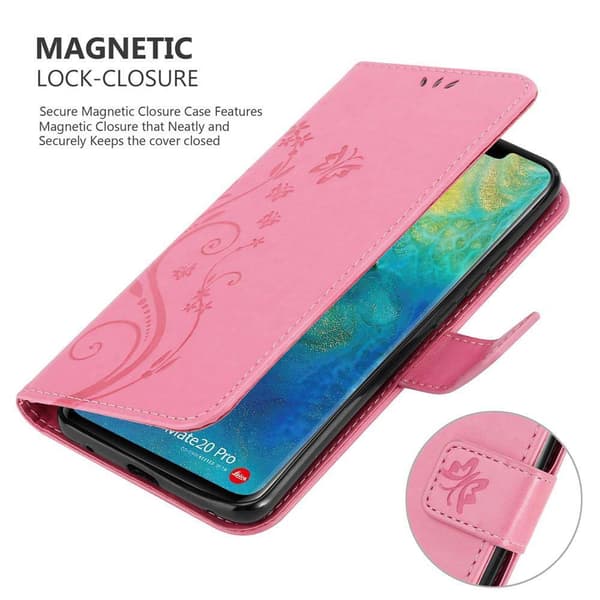 Huawei MATE 20 PRO Skal Fodral i blomdesign Mobilskydd Case Cover med magnetisk stängning, ståfunktion och kortplatser