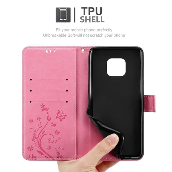Huawei MATE 20 PRO Skal Fodral i blomdesign Mobilskydd Case Cover med magnetisk stängning, ståfunktion och kortplatser