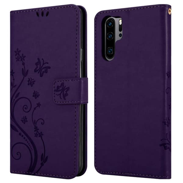 Deksel til Huawei P30 PRO Lommebokdeksel i blomster design med magnetisk lukking, stativfunksjon og kortplasser