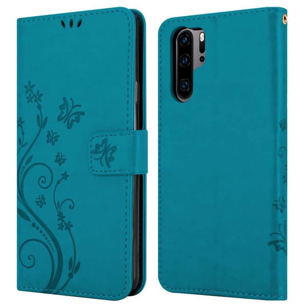 Deksel til Huawei P30 PRO Lommebokdeksel i blomster design med magnetisk lukking, stativfunksjon og kortplasser