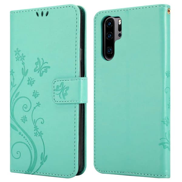 Deksel til Huawei P30 PRO Lommebokdeksel i blomster design med magnetisk lukking, stativfunksjon og kortplasser