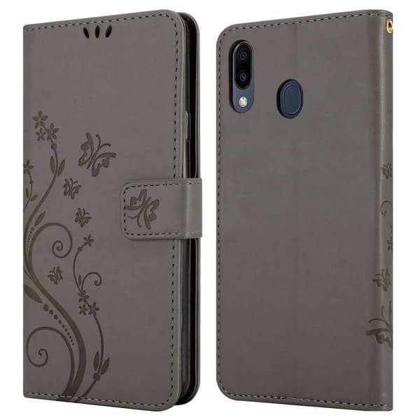 Samsung Galaxy M20 Skal Fodral i blomdesign Mobilskydd Case Cover med magnetisk stängning, ståfunktion och kortplatser