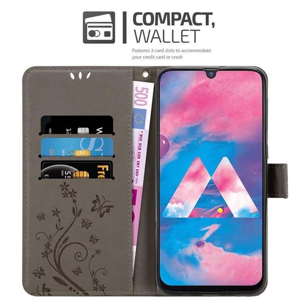 Deksel til Samsung Galaxy M30 / A40s Lommebokdeksel i blomster design med magnetisk lukking, stativfunksjon og kortplasser