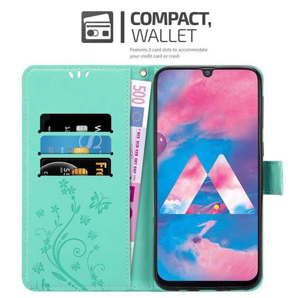 Samsung Galaxy M30 / A40s Suojakotelo Suojakuori Lompakkokotelo Matkapuhelinkotelo Kukat jossa on magneettisuljenta, jalusta-toiminto ja korttipaikat