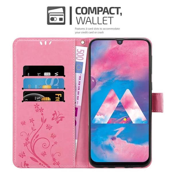 Deksel til Samsung Galaxy M30 / A40s Lommebokdeksel i blomster design med magnetisk lukking, stativfunksjon og kortplasser