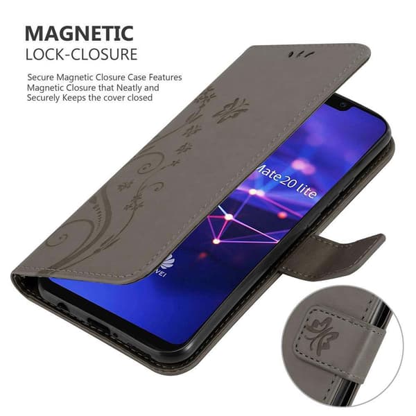 Deksel til Huawei MATE 20 LITE Lommebokdeksel i blomster design med magnetisk lukking, stativfunksjon og kortplasser