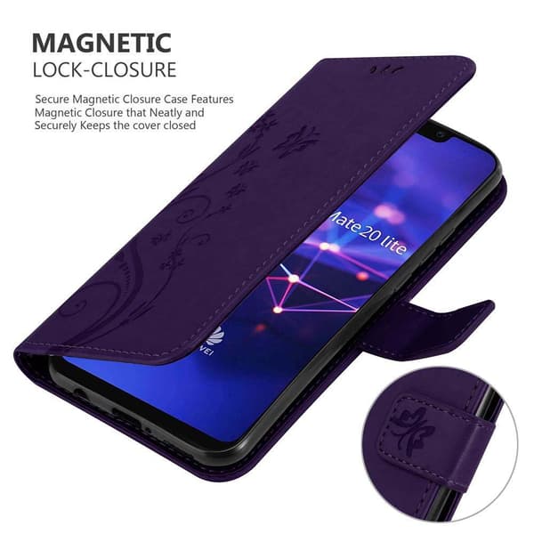 Deksel til Huawei MATE 20 LITE Lommebokdeksel i blomster design med magnetisk lukking, stativfunksjon og kortplasser
