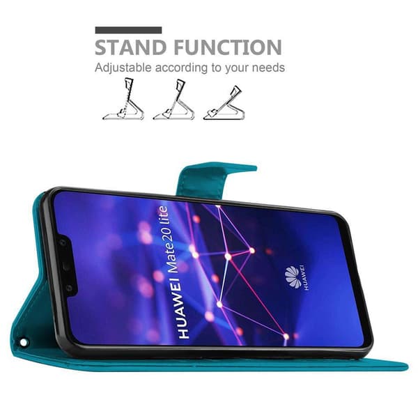Deksel til Huawei MATE 20 LITE Lommebokdeksel i blomster design med magnetisk lukking, stativfunksjon og kortplasser