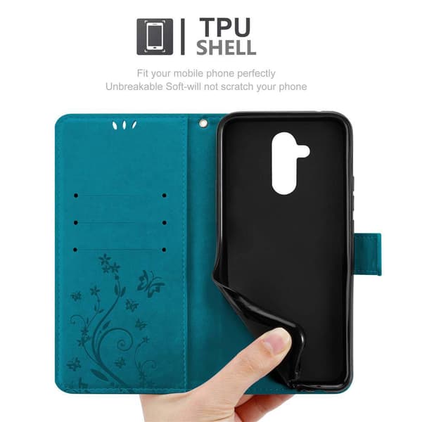 Deksel til Huawei MATE 20 LITE Lommebokdeksel i blomster design med magnetisk lukking, stativfunksjon og kortplasser
