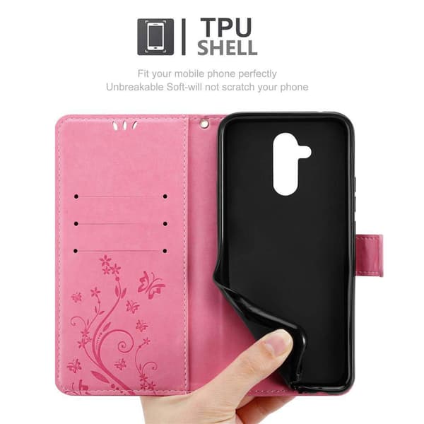 Huawei MATE 20 LITE Skal Fodral i blomdesign Mobilskydd Case Cover med magnetisk stängning, ståfunktion och kortplatser