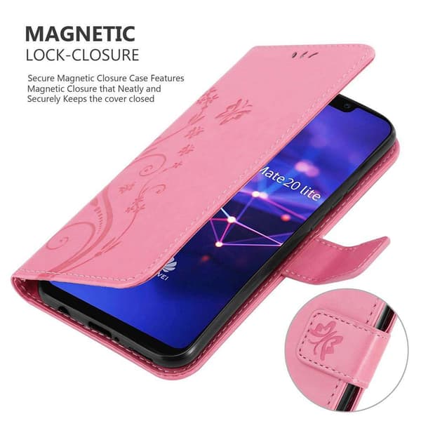 Deksel til Huawei MATE 20 LITE Lommebokdeksel i blomster design med magnetisk lukking, stativfunksjon og kortplasser