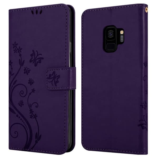 Samsung Galaxy S9 Skal Fodral i blomdesign Mobilskydd Case Cover med magnetisk stängning, ståfunktion och kortplatser