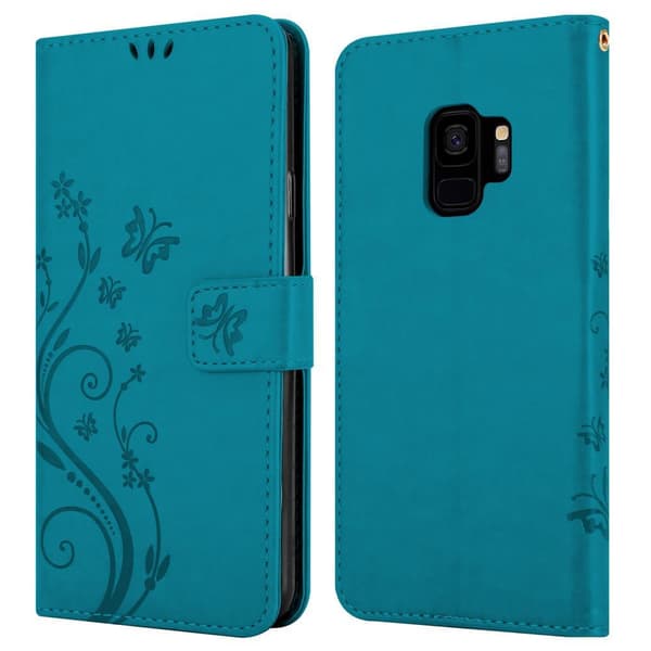 Samsung Galaxy S9 Skal Fodral i blomdesign Mobilskydd Case Cover med magnetisk stängning, ståfunktion och kortplatser