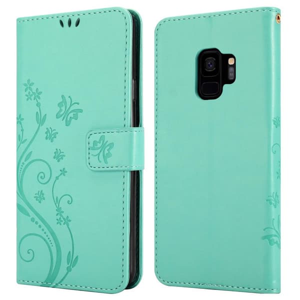 Samsung Galaxy S9 Skal Fodral i blomdesign Mobilskydd Case Cover med magnetisk stängning, ståfunktion och kortplatser