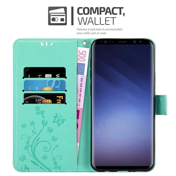 Samsung Galaxy S9 Skal Fodral i blomdesign Mobilskydd Case Cover med magnetisk stängning, ståfunktion och kortplatser