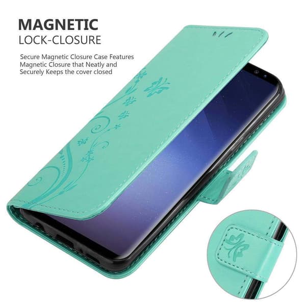 Samsung Galaxy S9 Skal Fodral i blomdesign Mobilskydd Case Cover med magnetisk stängning, ståfunktion och kortplatser