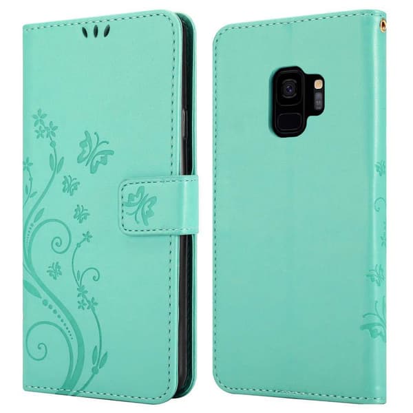 Samsung Galaxy S9 Skal Fodral i blomdesign Mobilskydd Case Cover med magnetisk stängning, ståfunktion och kortplatser