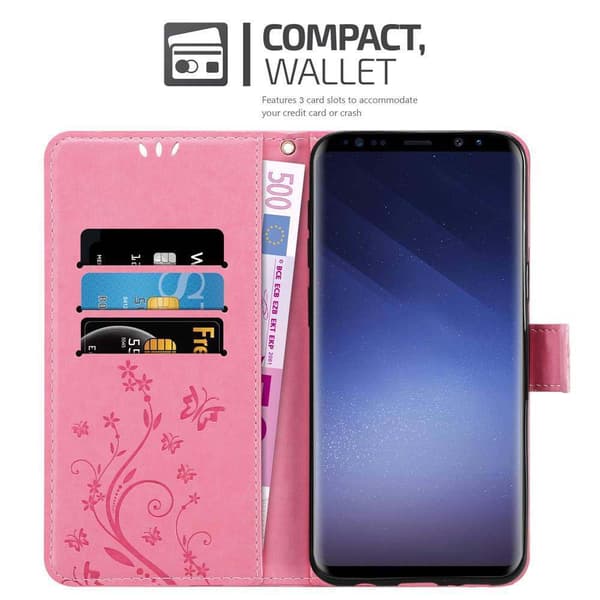 Deksel til Samsung Galaxy S9 Lommebokdeksel i blomster design med magnetisk lukking, stativfunksjon og kortplasser