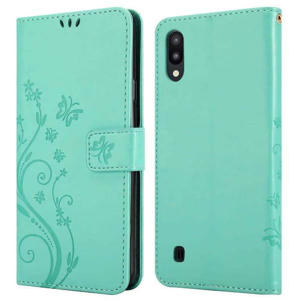 Samsung Galaxy A10 / M10 Skal Fodral i blomdesign Mobilskydd Case Cover med magnetisk stängning, ståfunktion och kortplatser